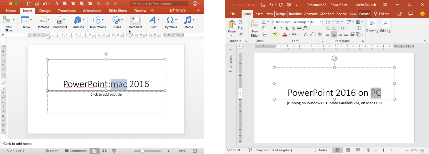 difference between powerpoint for windows and mac